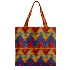 Aztec South American Pattern Zig Zipper Grocery Tote Bag by BangZart