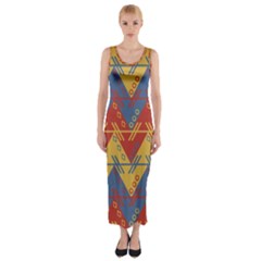 Aztec South American Pattern Zig Fitted Maxi Dress by BangZart