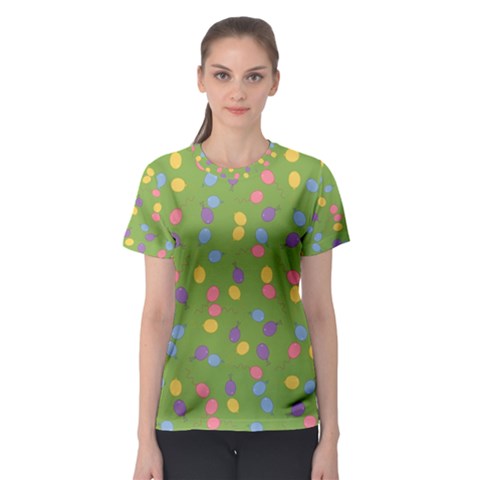 Balloon Grass Party Green Purple Women s Sport Mesh Tee by BangZart