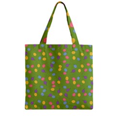 Balloon Grass Party Green Purple Zipper Grocery Tote Bag by BangZart