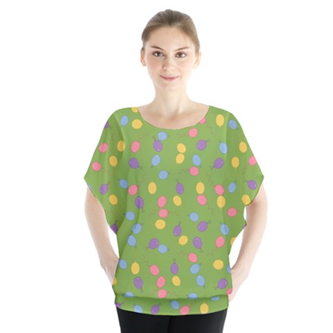 Balloon Grass Party Green Purple Blouse by BangZart