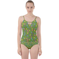 Balloon Grass Party Green Purple Cut Out Top Tankini Set