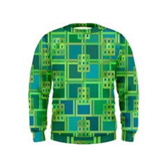 Green Abstract Geometric Kids  Sweatshirt by BangZart