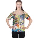 Multicolor Anime Colors Colorful Cutout Shoulder Tee View1