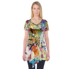 Multicolor Anime Colors Colorful Short Sleeve Tunic  by BangZart