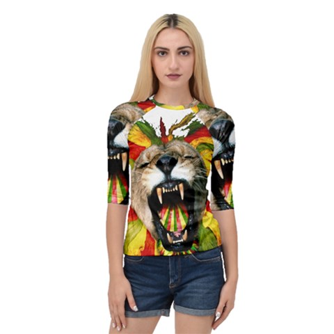 Reggae Lion Quarter Sleeve Tee by BangZart