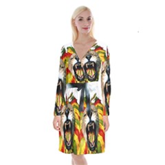 Reggae Lion Long Sleeve Velvet Front Wrap Dress by BangZart