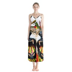 Reggae Lion Button Up Chiffon Maxi Dress