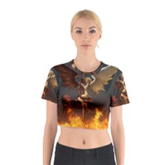 Angels Wings Curious Hell Heaven Cotton Crop Top by BangZart