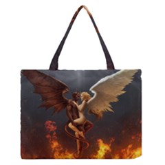 Angels Wings Curious Hell Heaven Medium Zipper Tote Bag by BangZart