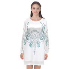 Angel Tribal Art Long Sleeve Chiffon Shift Dress  by BangZart