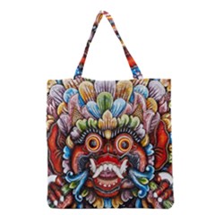 Wood Sculpture Bali Logo Grocery Tote Bag by BangZart