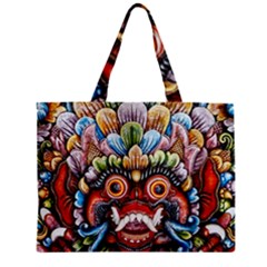 Wood Sculpture Bali Logo Zipper Mini Tote Bag by BangZart