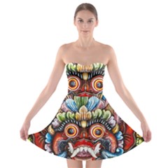 Wood Sculpture Bali Logo Strapless Bra Top Dress by BangZart