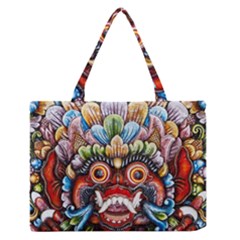 Wood Sculpture Bali Logo Medium Zipper Tote Bag by BangZart