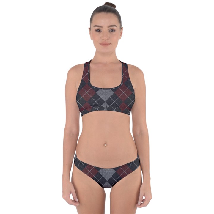 Wool Texture With Great Pattern Cross Back Hipster Bikini Set