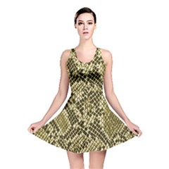 Yellow Snake Skin Pattern Reversible Skater Dress by BangZart