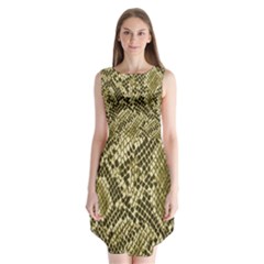 Yellow Snake Skin Pattern Sleeveless Chiffon Dress   by BangZart