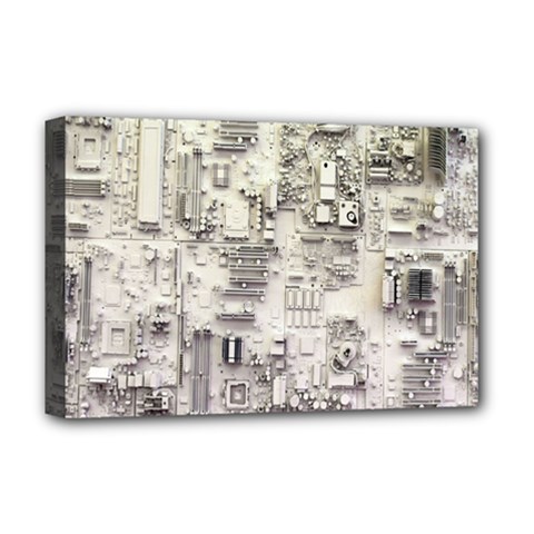 White Technology Circuit Board Electronic Computer Deluxe Canvas 18  X 12   by BangZart