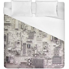 White Technology Circuit Board Electronic Computer Duvet Cover (king Size) by BangZart