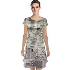 White Technology Circuit Board Electronic Computer Cap Sleeve Nightdress by BangZart