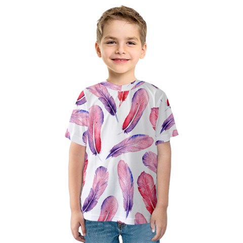 Watercolor Pattern With Feathers Kids  Sport Mesh Tee by BangZart