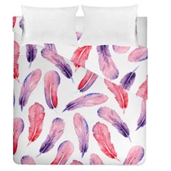 Watercolor Pattern With Feathers Duvet Cover Double Side (queen Size) by BangZart