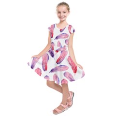 Watercolor Pattern With Feathers Kids  Short Sleeve Dress by BangZart