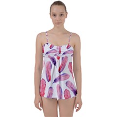 Watercolor Pattern With Feathers Babydoll Tankini Set by BangZart