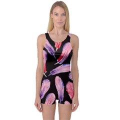 Watercolor Pattern With Feathers One Piece Boyleg Swimsuit by BangZart