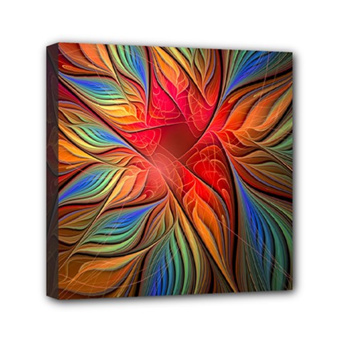 Vintage Colors Flower Petals Spiral Abstract Mini Canvas 6  X 6  by BangZart