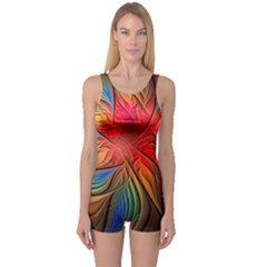 Vintage Colors Flower Petals Spiral Abstract One Piece Boyleg Swimsuit by BangZart