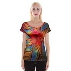 Vintage Colors Flower Petals Spiral Abstract Cap Sleeve Tops by BangZart