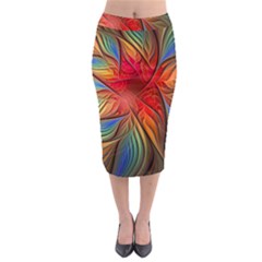 Vintage Colors Flower Petals Spiral Abstract Midi Pencil Skirt by BangZart