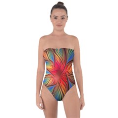 Vintage Colors Flower Petals Spiral Abstract Tie Back One Piece Swimsuit