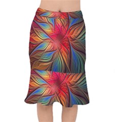 Vintage Colors Flower Petals Spiral Abstract Mermaid Skirt