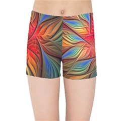 Vintage Colors Flower Petals Spiral Abstract Kids Sports Shorts