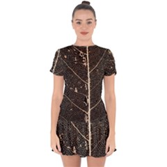 Vein Skeleton Of Leaf Drop Hem Mini Chiffon Dress