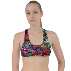 Vector Art Pattern Criss Cross Racerback Sports Bra