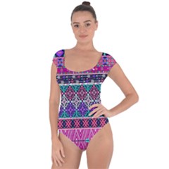 Tribal Seamless Aztec Pattern Short Sleeve Leotard 