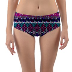 Tribal Seamless Aztec Pattern Reversible Mid-waist Bikini Bottoms