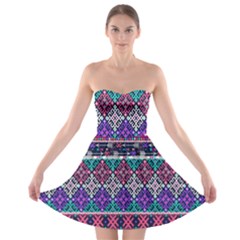 Tribal Seamless Aztec Pattern Strapless Bra Top Dress by BangZart