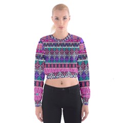 Tribal Seamless Aztec Pattern Cropped Sweatshirt by BangZart