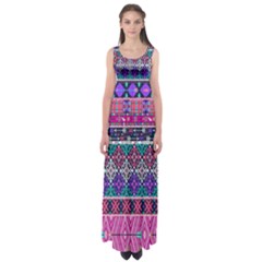 Tribal Seamless Aztec Pattern Empire Waist Maxi Dress by BangZart