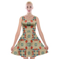 Traditional Scandinavian Pattern Velvet Skater Dress by BangZart