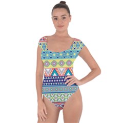 Tribal Print Short Sleeve Leotard 