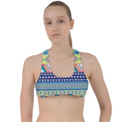 Tribal Print Criss Cross Racerback Sports Bra