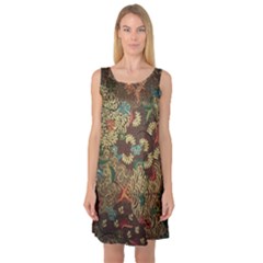 Traditional Batik Art Pattern Sleeveless Satin Nightdress by BangZart