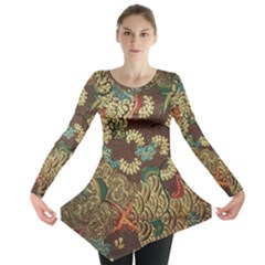 Traditional Batik Art Pattern Long Sleeve Tunic  by BangZart