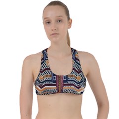 Traditional Batik Indonesia Pattern Criss Cross Racerback Sports Bra